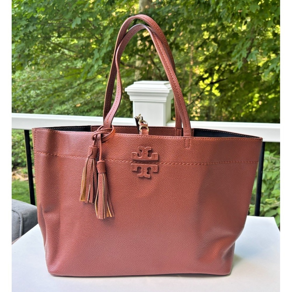 Tory Burch McGraw Large Pebbled Leather Tote Bag 19" Oversized Slouchy Carryall